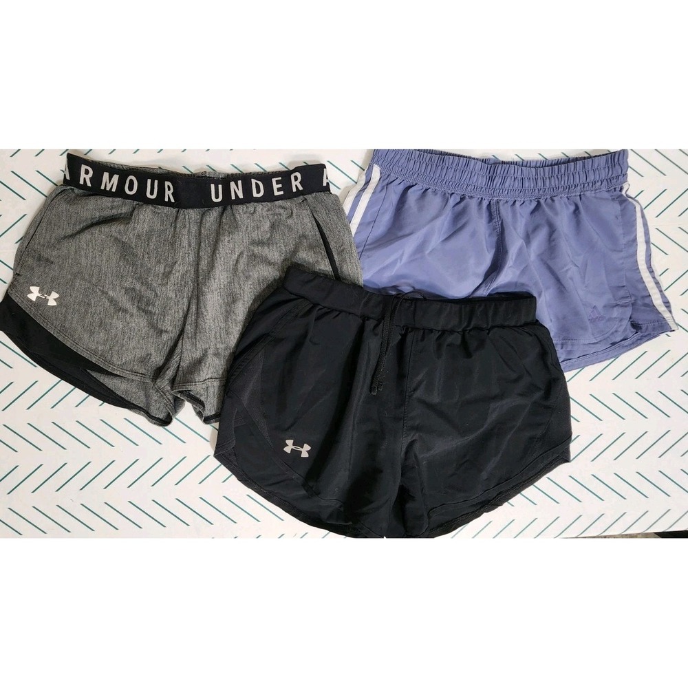 Under Armour Adidas Shorts 3pc Womans Sz S Active Gym Sports Workout Running EUC